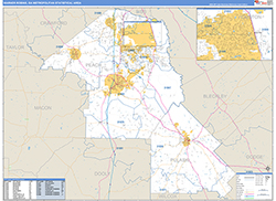 Warner Robins Metro Area Wall Map Basic Style 2026